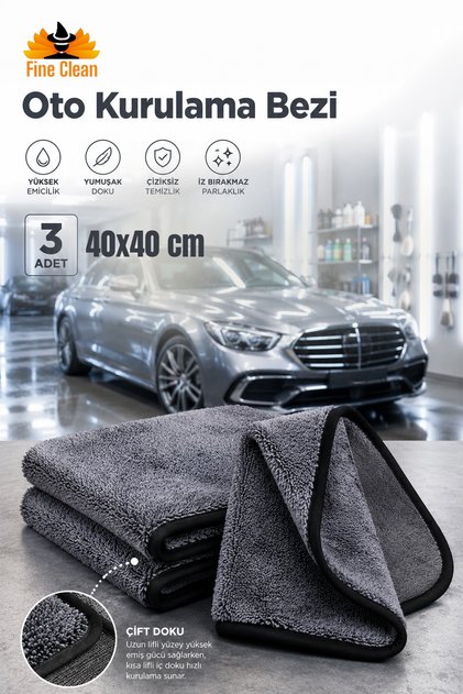 (3 Pieces) Floor and Car Washing Auto Drying Cloth 40*40 Microfiber