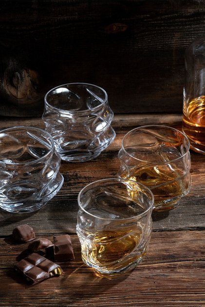 Selen Concept Storm Model Luxury Handmade Glass Cup Set of 4