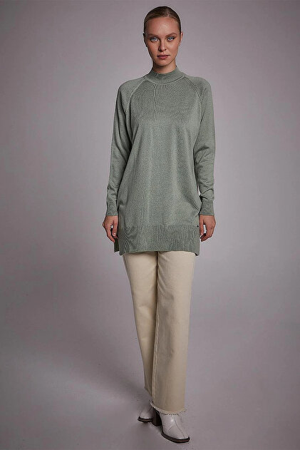 Half Turtleneck Knitwear Tunic Moss Green