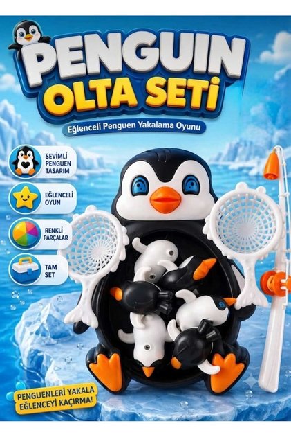 10-Piece Fun Educational Fishing Rod Penguin Catching Game Bath and Beach Toy Set