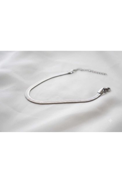 سلسلة إيطالية طراز فيش باك بسمك 5 ملم لون فضي موديل للجنسين (نساء/رجال) سوار فولاذي / 20+4 سم