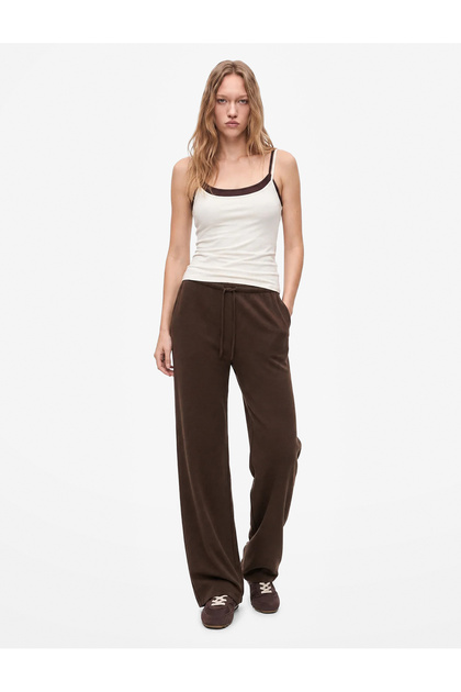Comfortable Fit Wide Leg Lace-Up Waist Pants