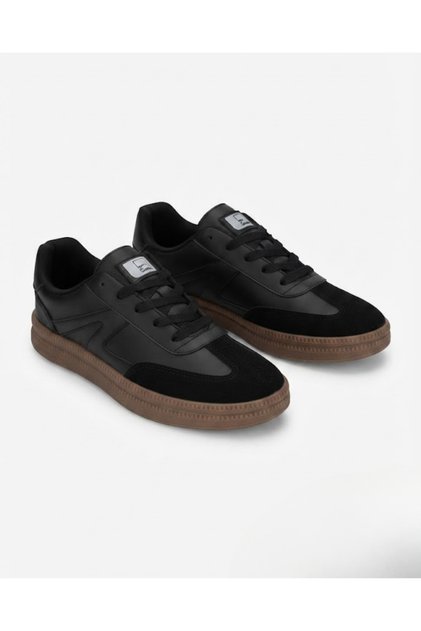 Women's rubber sole leather and suede look lace-up sneaker sports shoes