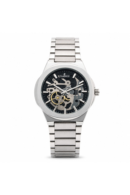 Maestro Moonshine Men's Watch – 42mm Black Skeleton Open-Heart Dial, Self-Winding