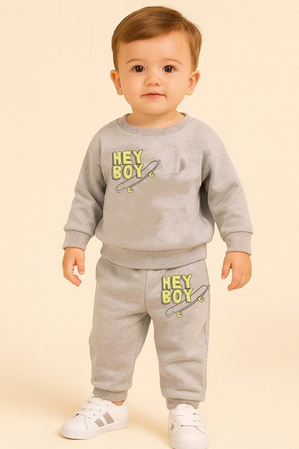 Boy's Sweatshirt Set Gray Hey Boy