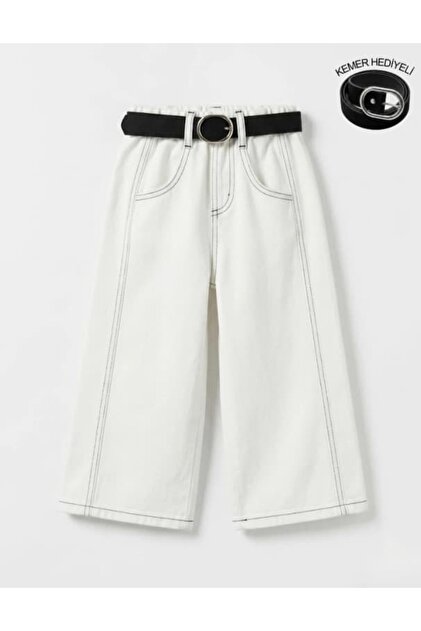 Kız Çocuk Wide Leg Denim + Kemer