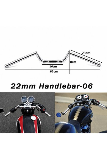 Chopper Cafe Racer Direksiyon Universal 22 mm Krom 006C