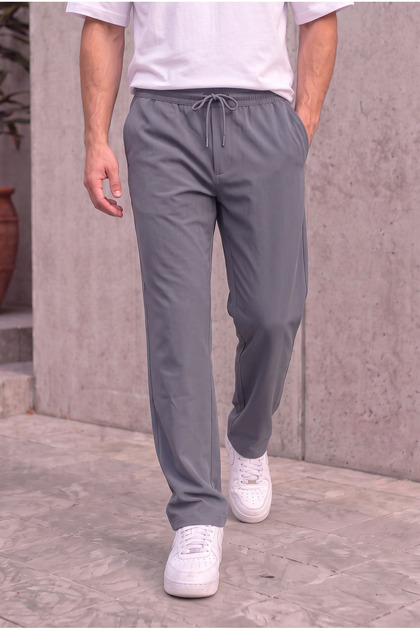 Erkek Füme Paraşüt Baggy Pantolon Bol Kesim Bel Lastikli Nefes Alabilen Kumaş