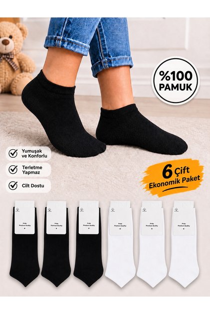 100% Cotton Children's Socks Boys-Girls Matching Solid Color Economic Package Back to School 6 Pairs