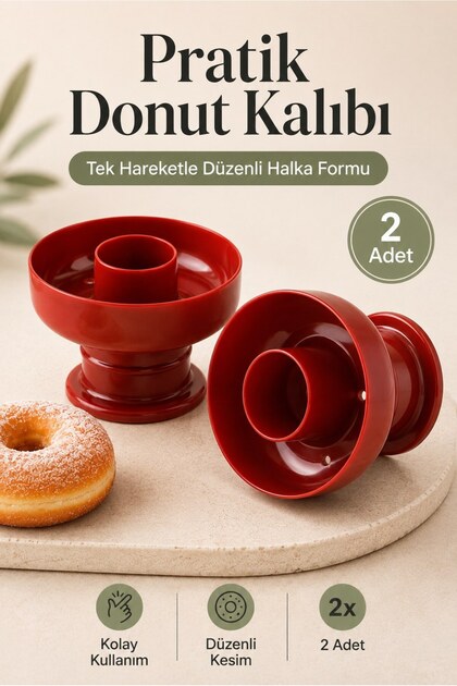 Donut Mold Dough Cutter 8.2 cm Practical Ring Shaping Tool (2 Pieces)