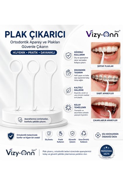 Ortodontik Şeffaf Plak Sökme Aparatı 3 Adet Beyaz Renk