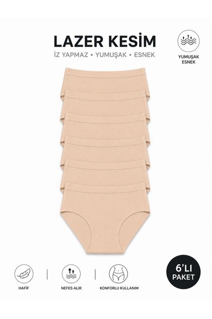 Women's (Elastic Waist) 6-Piece Seamless Laser Cut Non-Marking Lycra Extra High Waist Bato Panties Premium Flexible and Soft
