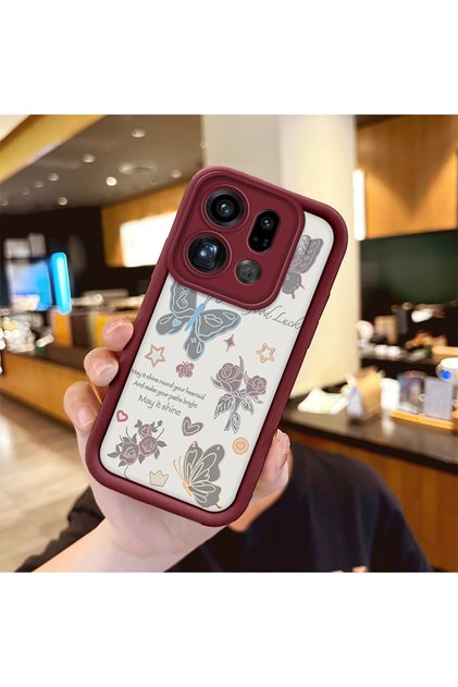 Oppo Find X9 Pro 5g Compatible Case Camera Protector Heart Pattern Claret Red Beloved Couple Silicone Phone Case