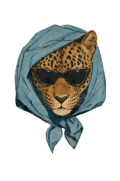 Cool Leopard Sticker with Headscarf for Car, Motorcycle, Helmet, Laptop, Glass Sticker 13X10 cm