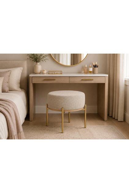 OTTO GOLD AYAK TEDDY FONKSİYONEL SEHPALI PUF, BEJ