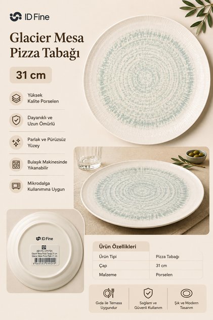 Glacier Mesa 31 cm Porselen Pizza Tabağı Servis ve Sunum Tabağı