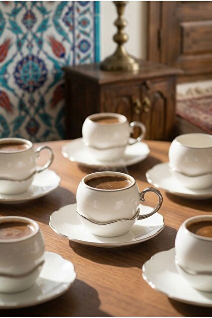 Belinda 6-Piece Porcelain Coffee Cup Set Silver 90 ml 09409
