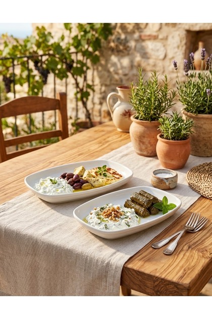 2 Pieces of White Melamine Kayak Plate 28X18Cm Large Size Salad Plate Affordable Oval Plate for Daily Use