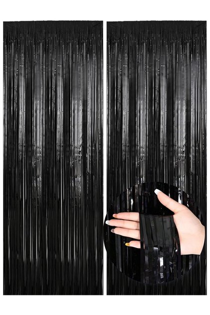 Other 2pcs 2pcs-1*2m Metal Foil Fringed Curtains for Party Background Wall Decoration Tassel Shiny A