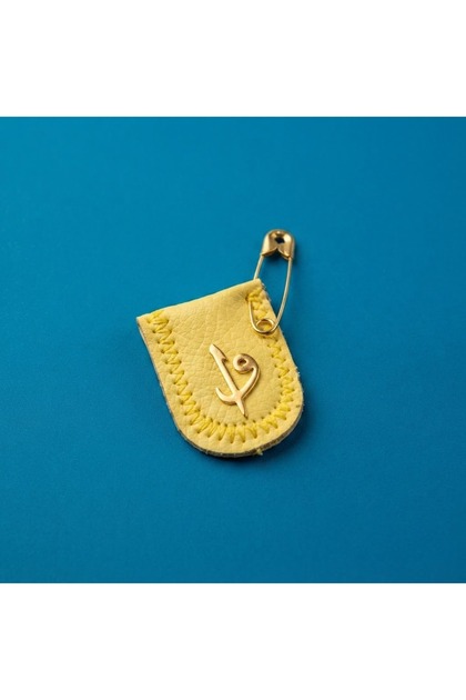 Handmade Leather Baby Amulet - Protective Prayer Lapel Pin - 2X3 cm