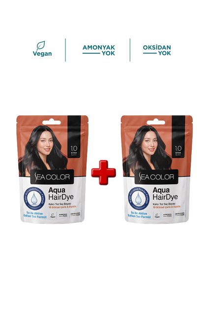 2'li Aqua Hair Dye Suyla Aktifleşen Toz Saç Boyası 1.0 Siyah