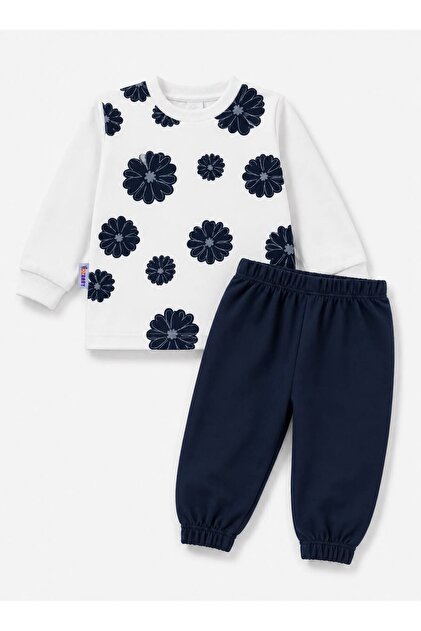 Watercolor Floral Printed 100% Cotton Baby Girl Set 2 Thread Seasonal Top and Bottom Children's Set 1-4 Years