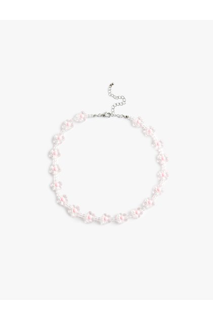 Steel Mixed Beaded Floral Necklace