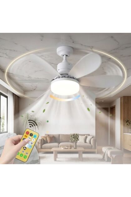 Ventilator de tavan cu LED și telecomandă Infiniteea ™️ Putere 40W, 6 Palete Supreme, Instalare Magnetică Dulie E27, Diametru 53cm, Climatizare Inteligentă 3 Viteze, Lumină Ambientală Personalizabilă, Mo
