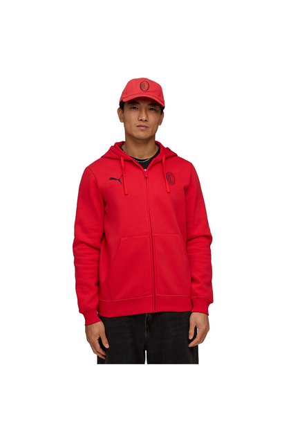 AC Milan FtblEssentials Full-Zip Hooded Erkek Kırmızı Futbol Eşofman Üstü 78283201