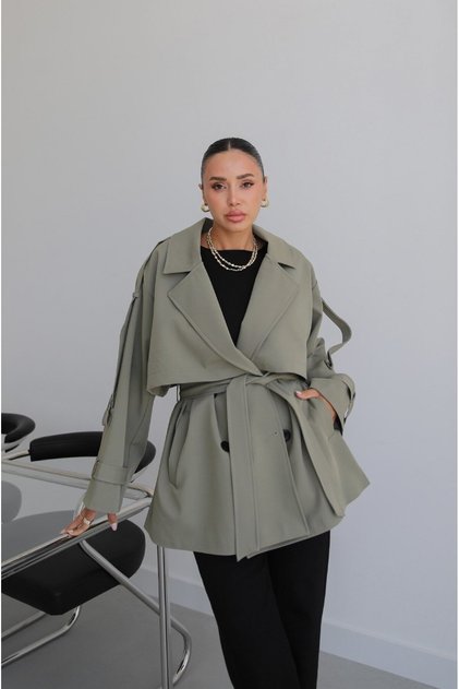 New Season Midi Length Belted Oversize Women's Trench Coat