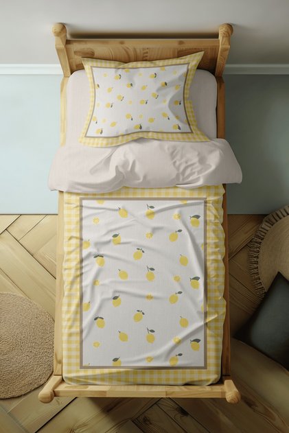 Sweet Lemonade - Lemon Patterned Single Hybrid Duvet Cover Set - Without Sheets