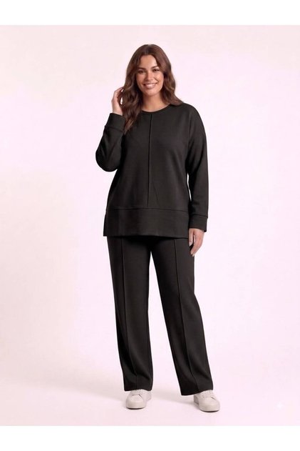 Plus Size Lycra Modal Fabric Pocketed Slit Suit
