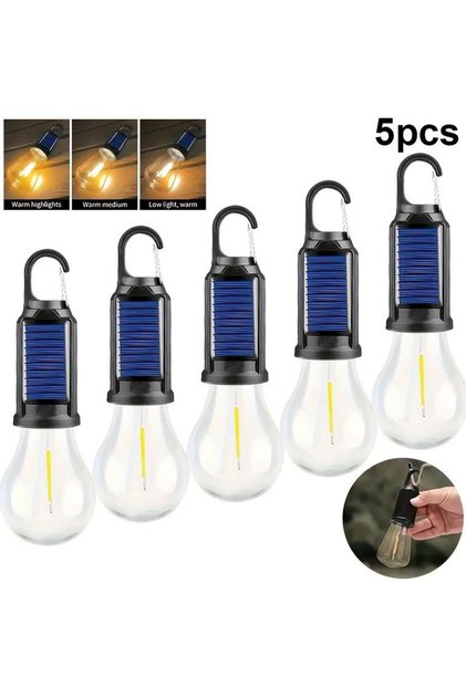5 مصابيح LED تعمل بالطاقة الشمسية للتخييم مع 3 أوضاع إضاءة