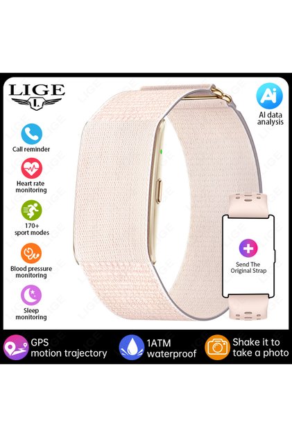 Pink 2 Straps New GPS Trajectory AI Health Bracelet Heart Rate Blood Pressure HRV Monitor Call
