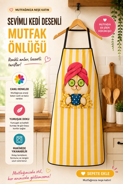 Şık ve Eğlenceli Mutfak Önlüğü-Dijital Baskılı