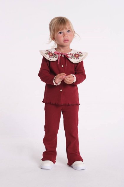 Bordo Nakışlı Kaşkorse Takım-1106