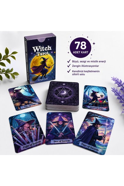 Witch Tarot 78 Adet Mistik Cadı Tarot Destesi İngilizce