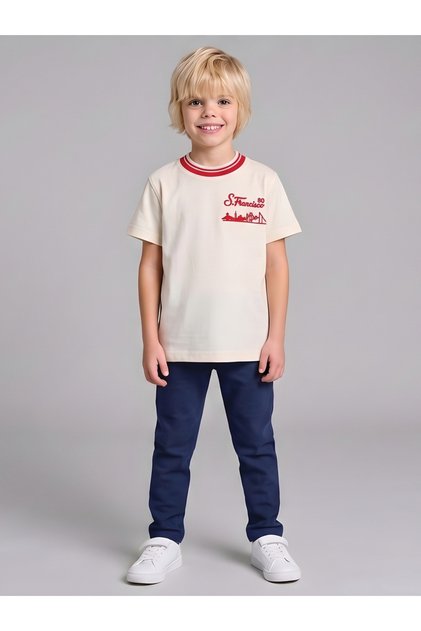 Boys Regular City T-Shirt with Contrast Tipped Rib
