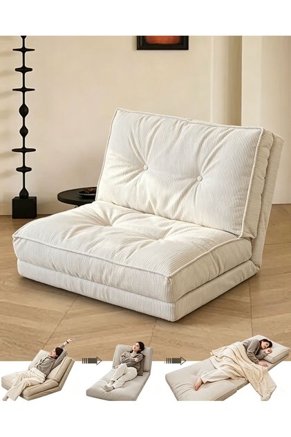 Folding Sofa Bed Convertible Sleeper Chair Foldable Matress with Back Support Portable Fold Out Chair Bed Comfy Floor Sofa Lounge for Living Room Bedroom
