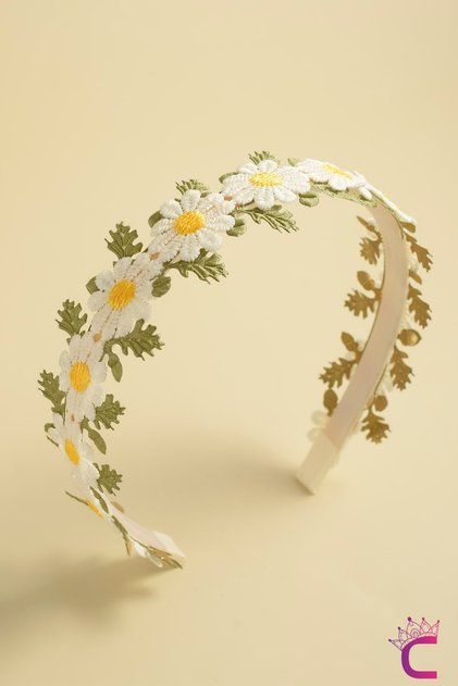 Lace Daily Young Girls' Bohemian Petal Daisy Crown - Spring Non-Slip Serrated Hairband Buckle