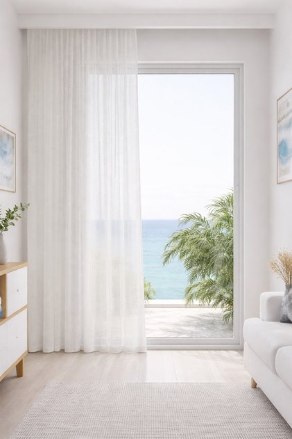 Nevam White Custom Size Tulle Curtain 100X270 Without Pleats