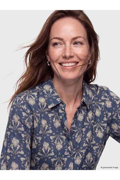Indigo Patterned Women's Shirt Tunic