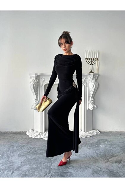 NOVA Maxi Elbise 3079 - Siyah