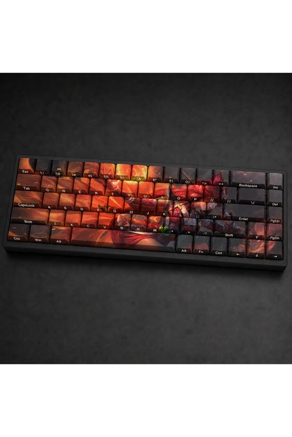 Özel LoL Foxfire Ahri 68 Tuş PBT Cherry Profil Boya Süblimasyon Yan Gravürlü Mekanik Klavye Keycaps