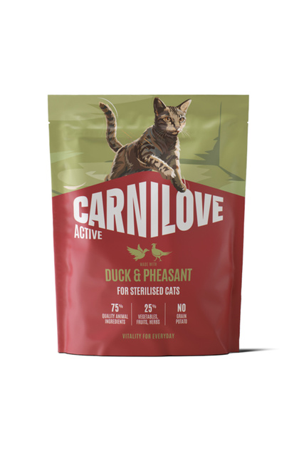 Carnilove Ctive Суха храна за котки с патица и фазан, за кастрирани възрастни котки от всички породи, 400 г