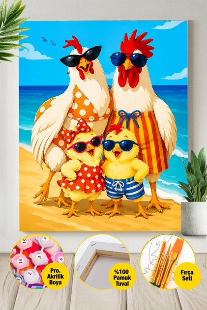 Neşeli Aile Tatilde Sayılarla Boyama Seti 40x50cm