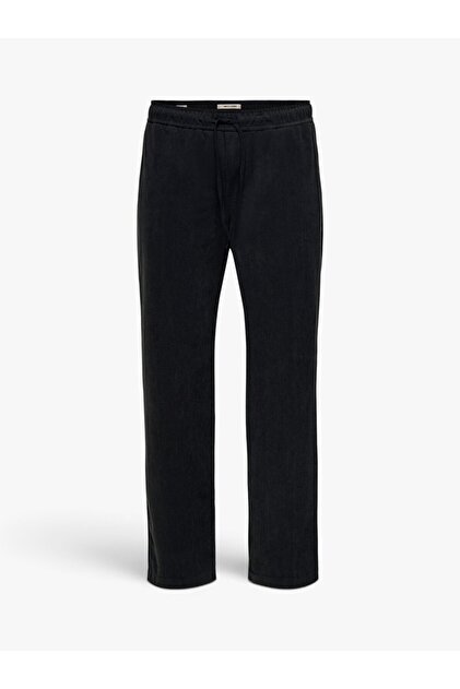 -ONSFADE LOOSE CORDUROY 0658 PANTS VD Erkek Siyah Pantolon - 5040177