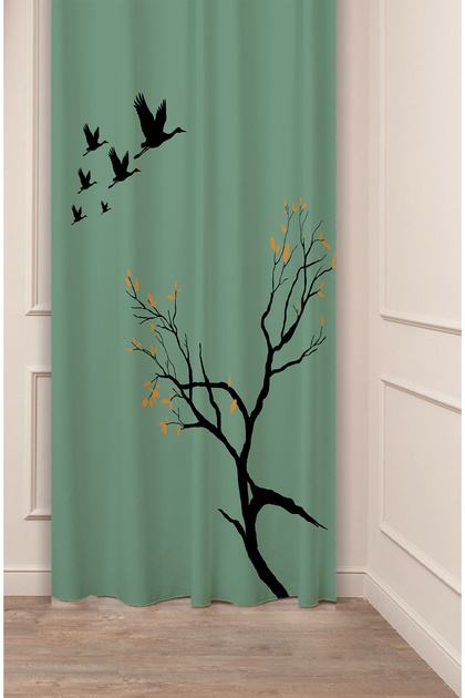 Minimalist Stil Sakura Doğa Manzara Desenli Renkli Özel Tasarımlı Dijital Baskılı Fon Perde
