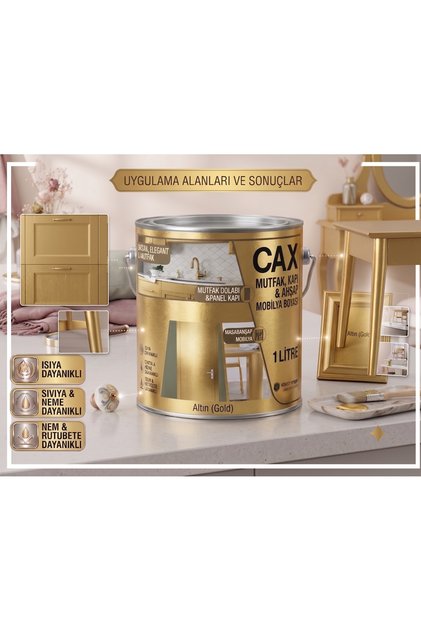 CAX 1 Litre Masa ve Sehpa Boyası - Çok Amaçlı Ahşap, Mobilya ve Sehpa Ahşap Boyası (Kendinden Vernikli)