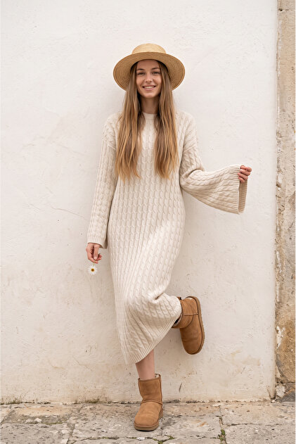 Hair Braided Relaxed Cut Women's Knitwear Dress
